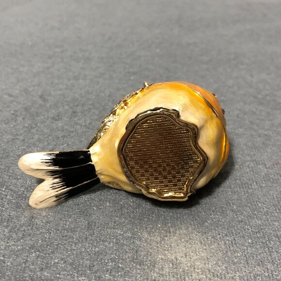 Gold Finch Bird Jeweled Enamel Trinket Box - Picture 5 of 8